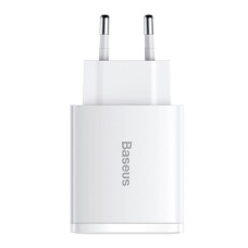 Ładowarka sieciowa Baseus Compact Quick Charger, 2xUSB, USB-C, PD, 3A, 30W (biała) Ładowarka sieciowa Baseus Compact Quick Charger, 2xUSB, USB-C, PD, 3A, 30W (biała)