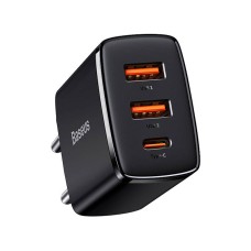 Charger Baseus Compact Quick Charger, 2xUSB, USB-C, PD, 3A, 30W (czarna) Charger Baseus Compact Quick Charger, 2xUSB, USB-C, PD, 3A, 30W (czarna)