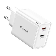 Choetech PD6013, GaN, 2x USB-C, PD65W network charger (white) Choetech PD6013, GaN, 2x USB-C, PD65W network charger (white)