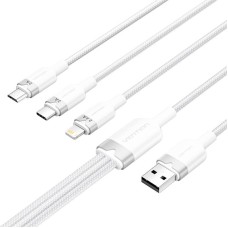 USB 2.0 A to 3in1 3A cable Vention CTPWG 1.5M (white) USB 2.0 A to 3in1 3A cable Vention CTPWG 1.5M (white)