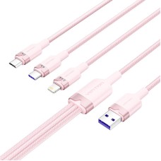 USB 2.0 A to 3-in-1 6A cable Vention CTRPG 1.5M (pink) USB 2.0 A to 3-in-1 6A cable Vention CTRPG 1.5M (pink)
