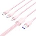 USB 2.0 A to 3-in-1 6A cable Vention CTRPG 1.5M (pink)