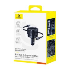 Baseus Enjoyment Max car charger with USB-C+USB-C cables 60W Black Baseus Enjoyment Max car charger with USB-C+USB-C cables 60W Black