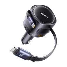 Baseus Enjoyment Max car charger with USB-C+Lightning cables and USB-A+USB-C ports 90W Black Baseus Enjoyment Max car charger with USB-C+Lightning cables and USB-A+USB-C ports 90W Black