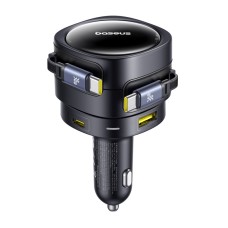Baseus Enjoyment Max car charger with USB-C+USB-C cables and USB-A+USB-C ports 90W Black Baseus Enjoyment Max car charger with USB-C+USB-C cables and USB-A+USB-C ports 90W Black