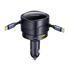 Baseus Enjoyment Max car charger with USB-C+USB-C cables and USB-A+USB-C ports 90W Black Baseus Enjoyment Max car charger with USB-C+USB-C cables and USB-A+USB-C ports 90W Black