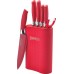 Royalty Line RL-6MSTR: 7-Piece Non-Stick Knife Set with Block - Red