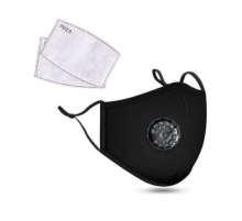 PM2.5M: Washable Cotton Mask w/ 2 Activated Carbon Filters Black