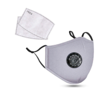 PM2.5M: Washable Cotton Mask w/ 2 Activated Carbon Filters Gray