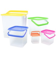 Herzberg 5-in-1 Corner Cubic Food Storage Container SET with Handle