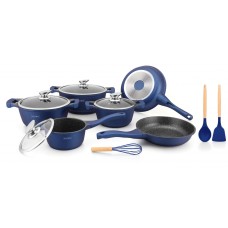 Royalty Line RL-BS1010M: 13 Pieces Ceramic Coated Cookware Set Blue