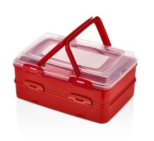 Herzberg Duplex Takeaway Pastry Carrying Box Red