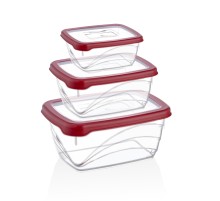 Herzberg 3 Pieces Extra Deep Bio Saver Box Set Red