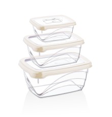 Herzberg 3 Pieces Extra Deep Bio Saver Box Set Ivory