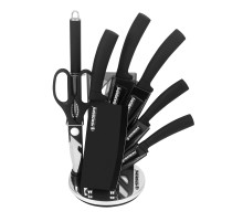 Herzberg 8 Pieces Knife Set with Acrylic Stand-Black