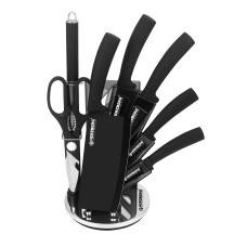 Herzberg 8 Pieces Knife Set with Acrylic Stand-Black