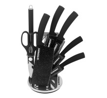 Herzberg 8 Pieces Knife Set with Acrylic Stand - Black Marble