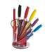 Royalty Line 8 Pieces RainbowCeramic Knife Set with Rotating Holder Stand