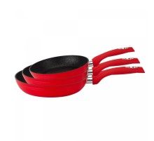 Royalty Line RL-FM3F: Marble Coating Forged Aluminum 3 Pieces Fry Pan Set Red