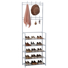 Herzberg Segmented Hallstand Clothes Hanger with 5 Shelves Shoe Rack - 60x173cm