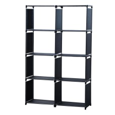 Herzberg HG-03343: 8-Layer Multi-purpose Bookshelf and Storage Rack (85x125cm) - Black