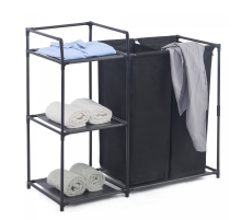 Herzberg HG-04531: 2 Detachable Bag Laundry Sorter with 3-Tier Storage Shelf