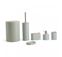 Herzberg HG-04449: 6 Pieces Bamboo Bathroom Set - Sage Green