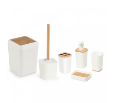 Herzberg HG-04463: 6 Pieces Bamboo Bathroom Set - Matte Cream