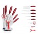 Royalty Line RL-KSS530: 9 Piece Knife Set Block with Rotating Holder - Red