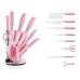 Royalty Line RL-KSS540: 9 Piece Knife Set Block with Rotating Holder - Pink