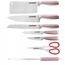 Herzberg HG-SKN8: 8 Pieces Stainless Steel with Acrylic Stand Red
