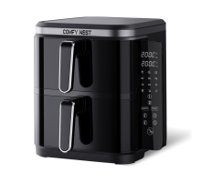 Comfy Nest CN-06177: 2800W Double Basket Air Fryer with Digital Folding Side Panel - 11L