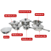 Bachmayer BM-1601: 16 Pieces Stainless Steel Cookware Set