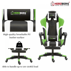 Herzberg HG-8083: Tri-color Gaming and Office Chair with Linear Accent Green Herzberg HG-8083: Tri-color Gaming and Office Chair with Linear Accent Green