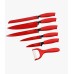 Royalty Line RL-6MSTR: 7-Piece Non-Stick Knife Set with Block - Red