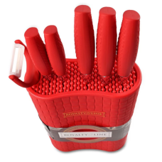 Royalty Line RL-6MSTR: 7-Piece Non-Stick Knife Set with Block - Red Royalty Line RL-6MSTR: 7-Piece Non-Stick Knife Set with Block - Red