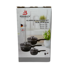Eisenbach EB-MSP02: Aluminum Greblon Marble Coated Sauce Pan Set - 16cm,18cm,20cm Eisenbach EB-MSP02: Aluminum Greblon Marble Coated Sauce Pan Set - 16cm,18cm,20cm