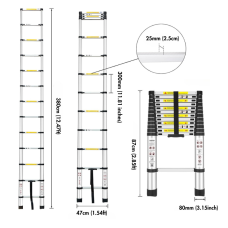 Herzberg HG-5380: Multi-Purpose Aluminum Telescopic Extension Ladder - 3.8M Herzberg HG-5380: Multi-Purpose Aluminum Telescopic Extension Ladder - 3.8M