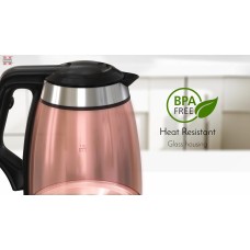 Herzberg HG-5044: 1.8L Electric Glass Kettle With LED Light Indicator