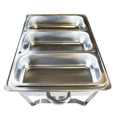 Herzberg HG-8022-3: Stainless Steel Chafing Dish - 3 Pieces 1/3rd Food Pan Herzberg HG-8022-3: Stainless Steel Chafing Dish - 3 Pieces 1/3rd Food Pan