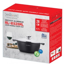 Royalty Line RL-BS28M: Marble Coated Cooking Pot with Glass Lid - 28cm Royalty Line RL-BS28M: Marble Coated Cooking Pot with Glass Lid - 28cm