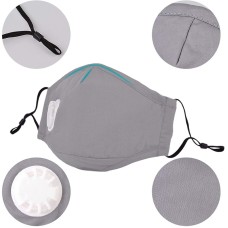 PM2.5M: Washable Cotton Mask w/ 2 Activated Carbon Filters Gray PM2.5M: Washable Cotton Mask w/ 2 Activated Carbon Filters Gray