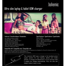 Bohemic BOH7382: Ultra-Slim Laptop and Tablet 60W Charger Bohemic BOH7382: Ultra-Slim Laptop and Tablet 60W Charger
