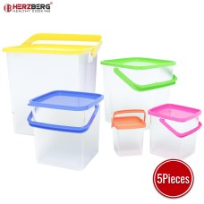 Herzberg 5-in-1 Corner Cubic Food Storage Container SET with Handle Herzberg 5-in-1 Corner Cubic Food Storage Container SET with Handle