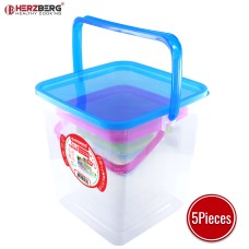 Herzberg 5-in-1 Corner Cubic Food Storage Container SET with Handle Herzberg 5-in-1 Corner Cubic Food Storage Container SET with Handle
