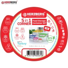 Herzberg 5-in-1 Corner Cubic Food Storage Container SET with Handle Herzberg 5-in-1 Corner Cubic Food Storage Container SET with Handle
