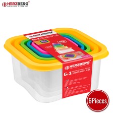 Herzberg 6-in-1 Square Food Storage Container Set Herzberg 6-in-1 Square Food Storage Container Set