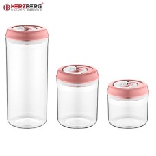 Herzberg Vacuum Storage Jar Set Pink Herzberg Vacuum Storage Jar Set Pink