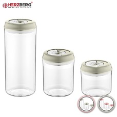 Herzberg Vacuum Storage Jar Set Pink Herzberg Vacuum Storage Jar Set Pink