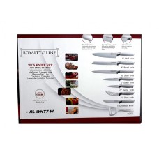 Royalty Line RL-WHT7-W: 7 Pieces of Non-Stick Coating Knives Set w/ Peeler-White